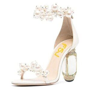 FSJ Women Open Toe Stylish Sandal Ankle Strap Chunky Block High Thick Heels